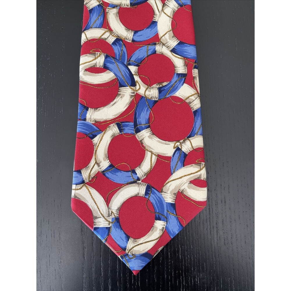 Ruff Hewn Yachting Silk Tie Red 60" Boat Life Preserver Boating Made In USA